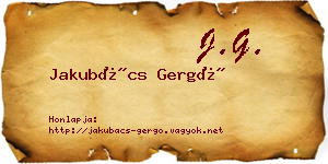 Jakubács Gergő névjegykártya